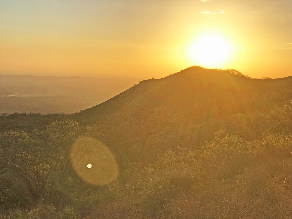 sunset while hiking El Hoyo volcano in Nicaragua