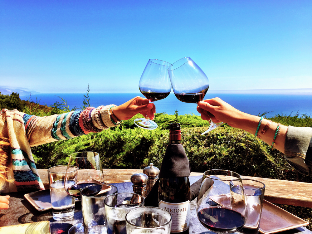 wine and ocean views at nepenthe big sur