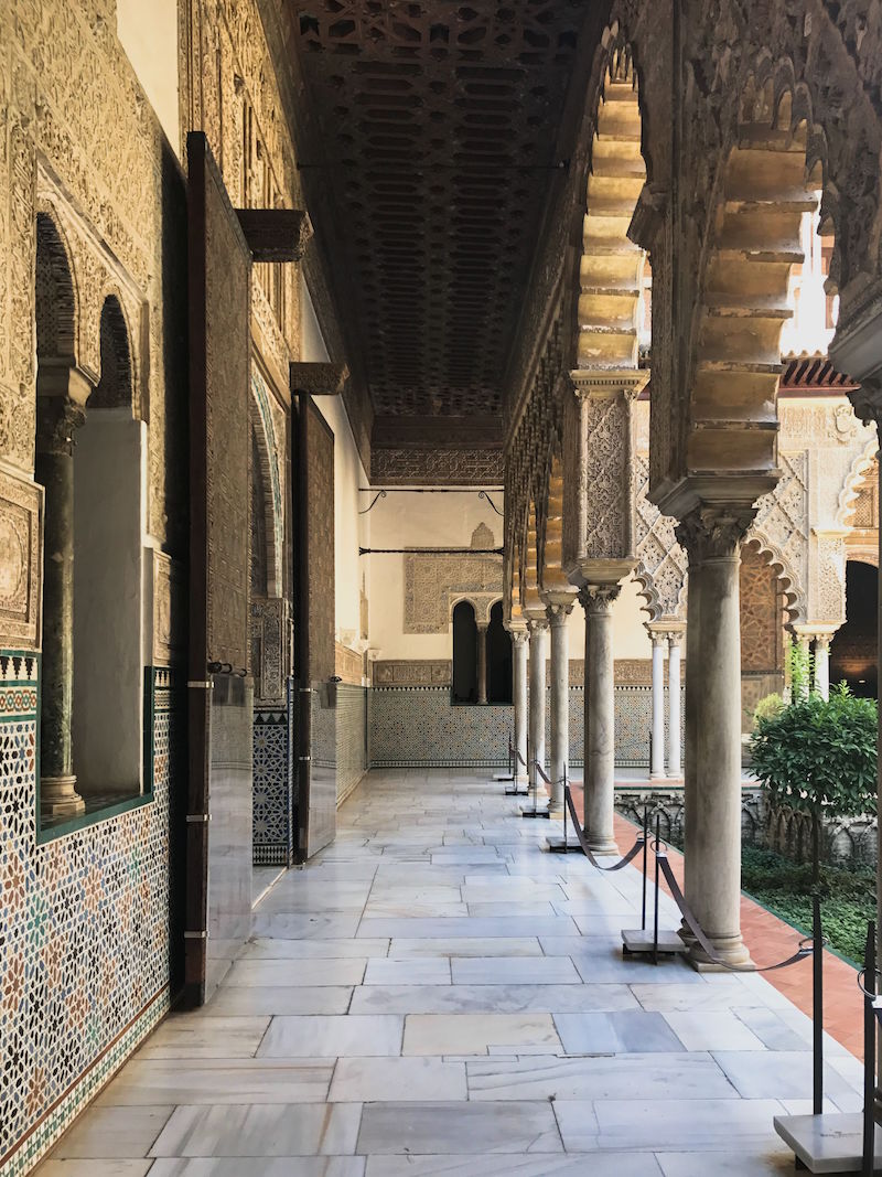 Courtyard of the maidens at the Alcázar in Seville, Spain