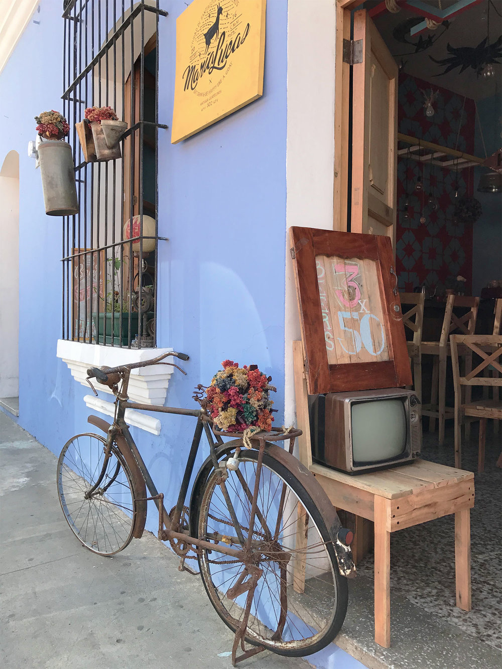adorable decor at a coffee shop in Antigua Guatemala