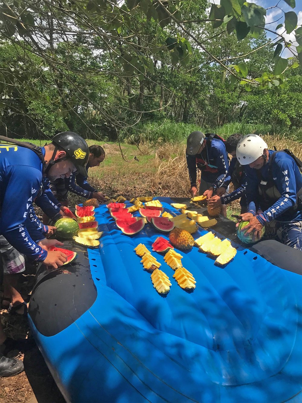 snack of fresh fruit on the balsa river | white water rafting costa rica