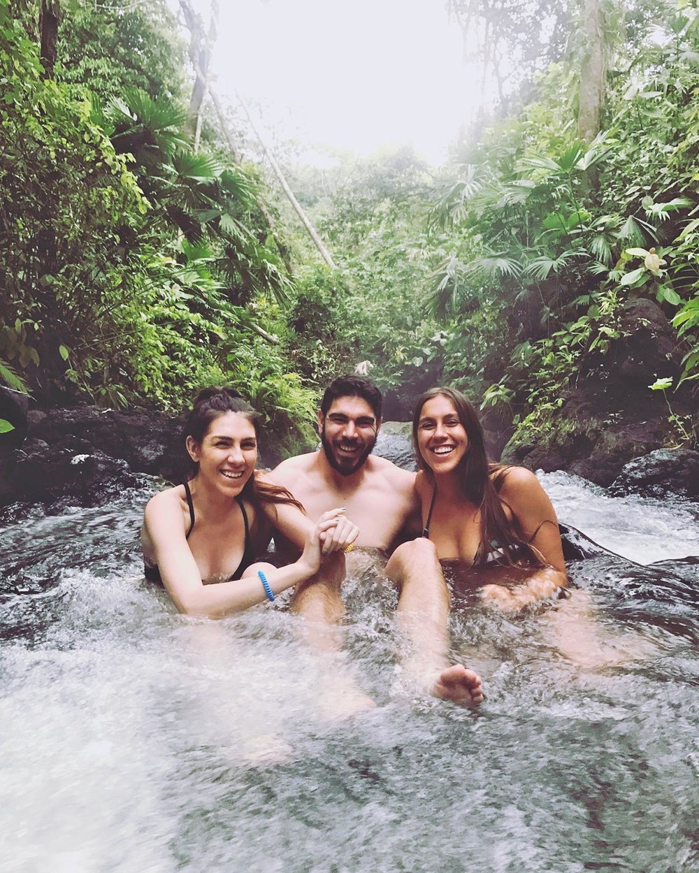 Sapphire &amp; Elm Co-founder   stephanie   (right) with her two siblings at the Tabacónito free hot springs