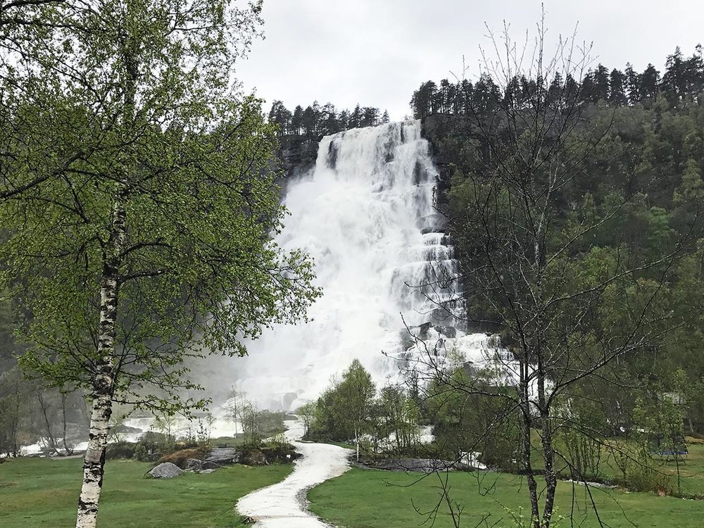 Tvindefossen waterfall in Skulestadmo, Norway