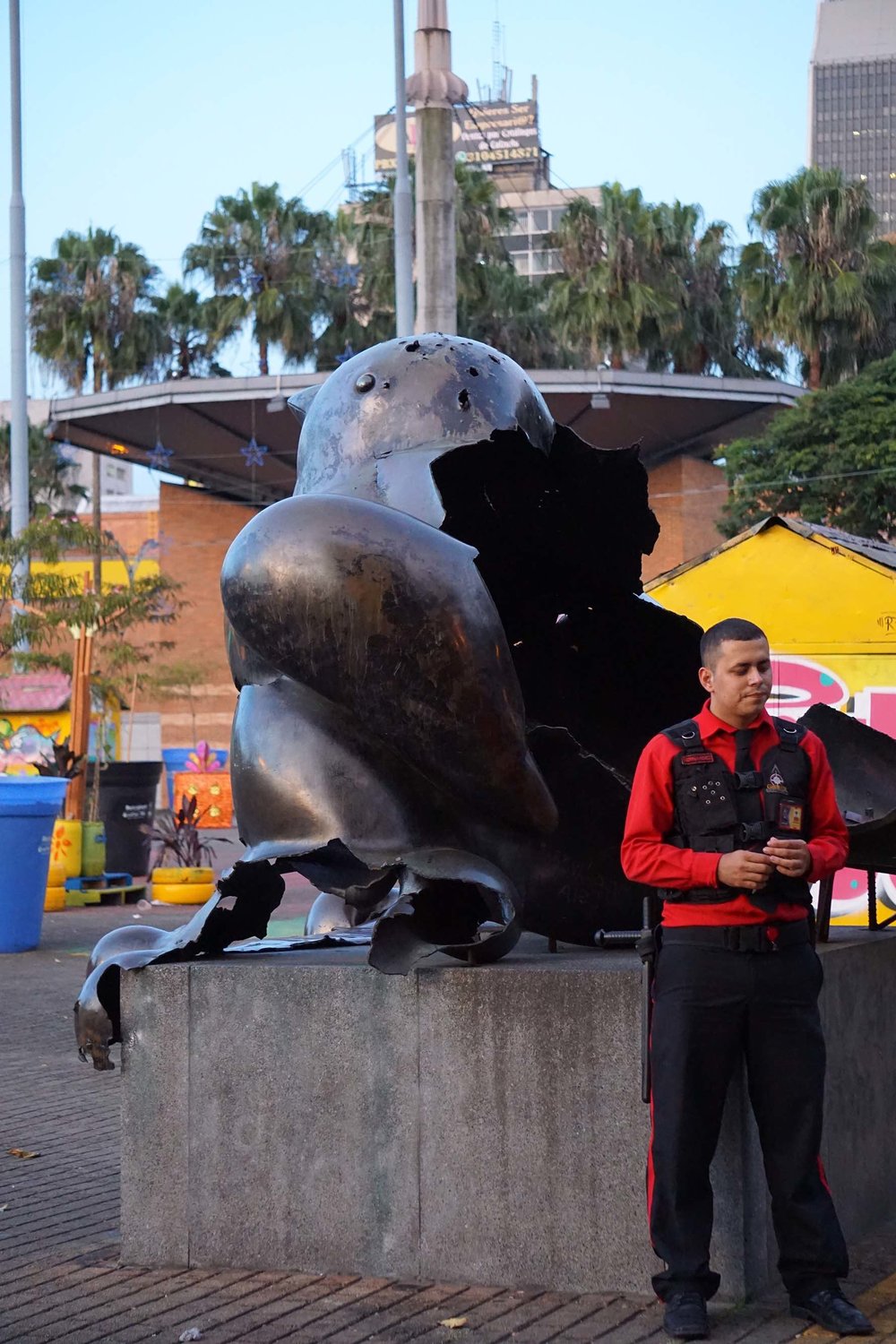 Blown up Botero Bird Sculpture Parque San Antonio Medellin Colombia